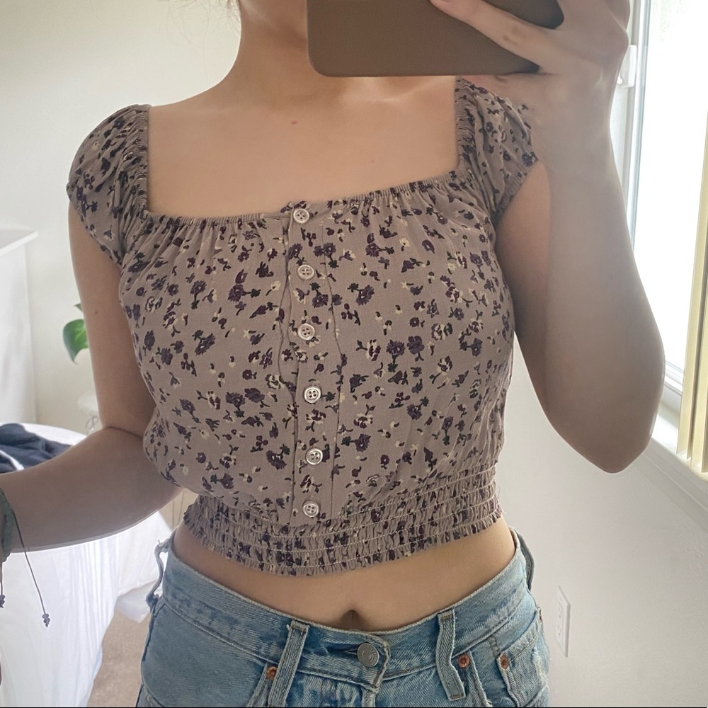 Purple floral off the shoulder top